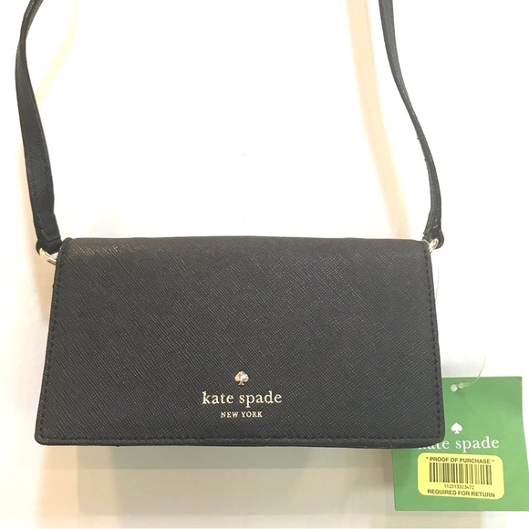 ♠️ Kate Spade Black Leather Crossbody iPhone Case (NWT!) - Picture 10 of 11